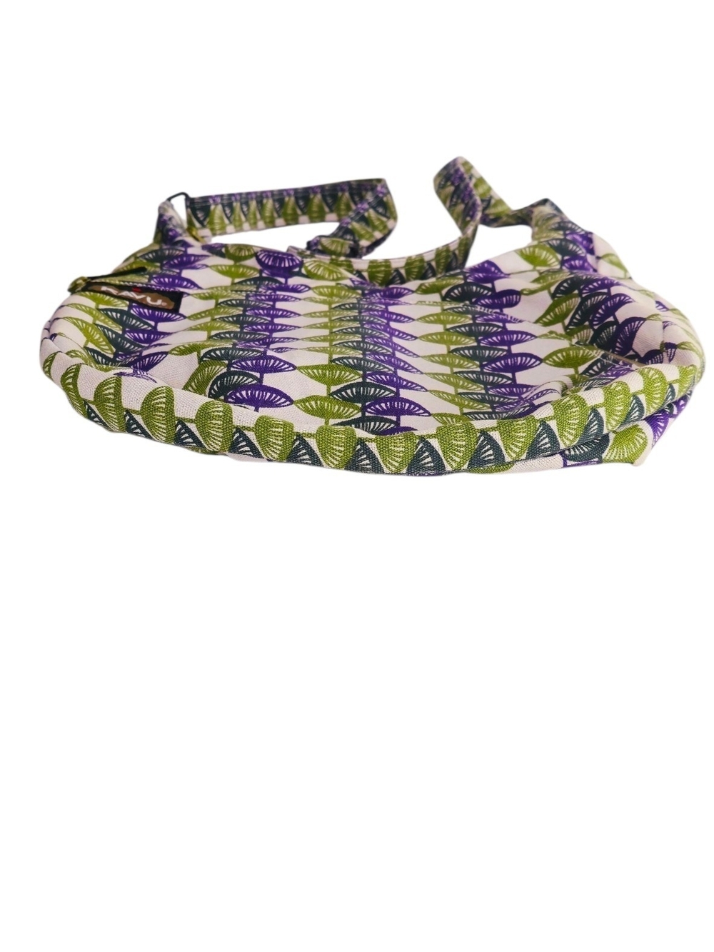 KAVU Sydney Satchel Crossbody Bag Purple & Green Geometric Pattern - Picture 5 of 14